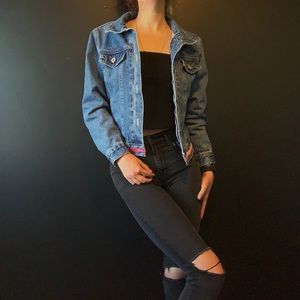 Buffalo David Bitton denim jacket pink velvet